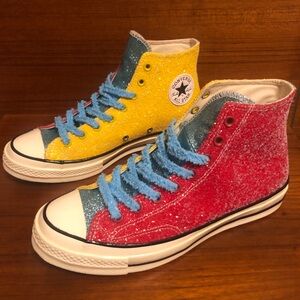 Converse High-Tops Sparkling Red, Yellow, and Blue